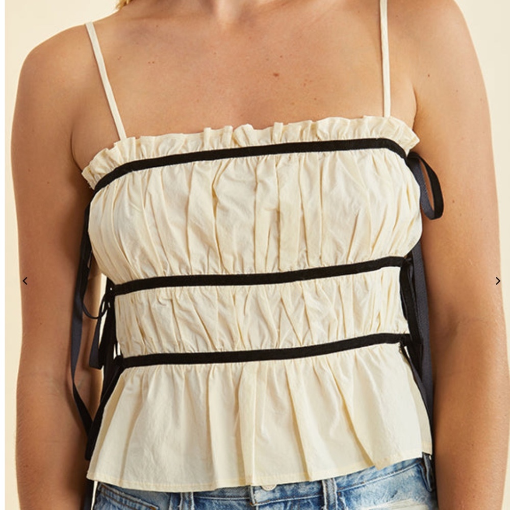 Ciao Lucia Cream and Black Tank Top